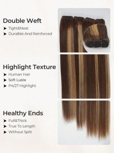 #P4/27 Brown Balayage Human Hair Bundles Body Wave And Straight - Image 3