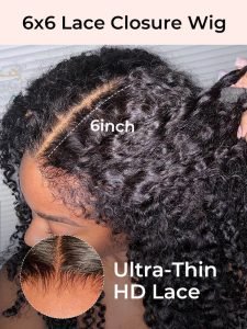 Deep Wave 6x6 Lace Closure Wig Pre plucked Natural Hairline with Bleached Knots - Image 3