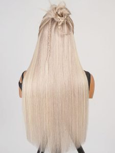 Pre-Styled P18/613 Warm Platinum Blonde Highlights Wig Glueless Straight 13x4 Partingmax Front Wig - Image 3