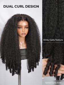 Kinky Curly With Spiral Curly Ends 5x7 HD Lace Front Glueless Wig - Image 5