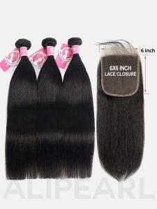 Straight Weave Hair 3 Bundle Deals With 6*6 Lace Closure - Image 3