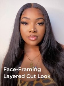 HD Transparent Straight Layered Human Hair 5*5 HD Lace Closure Wigs - Image 3