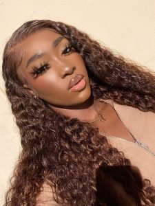 Deep Wave Curly Hair #4 Dark Brown Wig Super Thin Transparent Lace Front Wig - Image 10