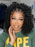 16Inch Braided Wigs Braided Deep Wave Short Bob Human Hair Lace Frontal Wigs - Image 3