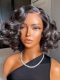 Bouncy Full Loose Body Side Part Short Lace Frontal Wigs 250 Density - Image 3
