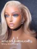 Butterfly Cut M Hairline Highlight Rose Gold Layered 13*6 Lace Wig - Image 3