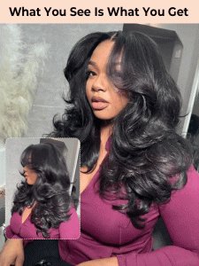 Layered Cut Voluminous Ocean Wave Curtain Bangs Wig 100% Glueless - Image 8