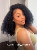 Fluffy Afro Curly 250 Density Glueless Half Wig With Drawstring - Image 2