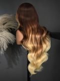 Caramel Macchiato Pre-Styled Layered 250 Density Wig With Skunk Stripe - Image 5