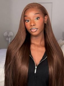 Glueless Chocolate Brown Color Straight Human Hair 7*5 Closure Wig Ready To Go For Beginners Pre Cut Lace - Image 3