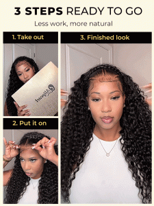 Halo Braid Glueless Deep Wave 13*6 Lace Front Wigs Pre-Cut With Natural Hairline - Image 9