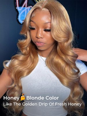 #27 Honey Blonde Body Wave 13x4 Lace Front Wig Primium Human Hair