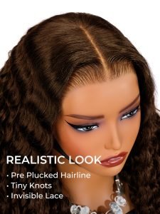 Deep Wave Curly Hair #4 Dark Brown Wig Super Thin Transparent Lace Front Wig - Image 5