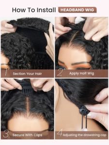 Half Wig with Drawstring Kinky Curly Glueless Human Hair Wigs 250% Density - Image 6