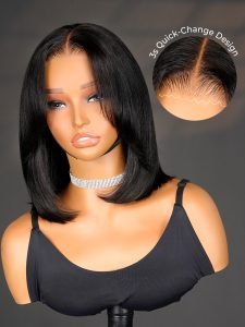 Layered Cut Italian Bob Wig 7x5 Glueless Straight Short Bob Ready To Wear Human Hair - Image 5