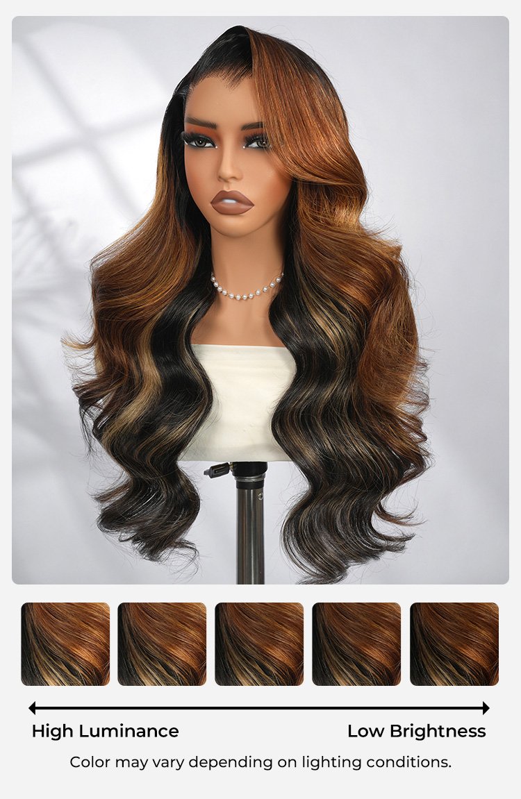 highlighted body wave HD lace frontal wig