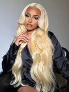 Long Wigs #613 Body Wave Pre Plucked Blonde Lace Frontal Wigs - Image 4