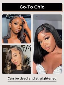 Side Part 90's Flipped Ends Bob Glueless 5x7 Lace Front Human Hair Wigs - Image 4
