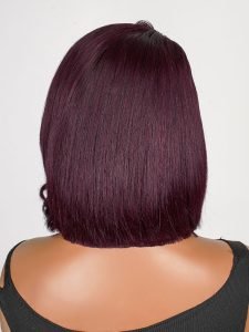 Glueless Dark 99J Color Layered Cut With Side Bang Frontal Bob Wig - Image 8