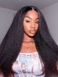 Handmade Kinky Straight Ready And Go Glueless 4*7 Human Hair Lace Wigs - Image 2