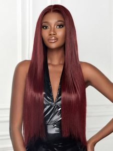 99J Hair Color LY Super Thin Transparent Lace Front Wig Burgundy Wig Colored Human Hair Wigs - Image 3