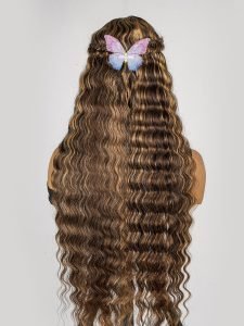 Glueless #P4/27 Color Highlight Wig Styled Crimped Wavy Front Wig - Image 4