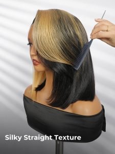 Honey Blonde Face Framing Skunk Stripe Bob 13x6 Lace Ready To Go Wig - Image 5
