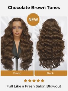 Glueless M Hairline Body Wave 13x6 Lace Front Wig In Copper & Chocolate Brown - Image 5