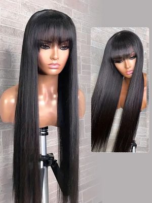 Human Hair Bangs Wigs Straight Hair 5x5 Lace Closure Wigs