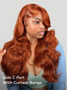 Ginger Layered Cut Body Wave 13x4 Glueless Lace Wig With Curtain Bang - Image 2
