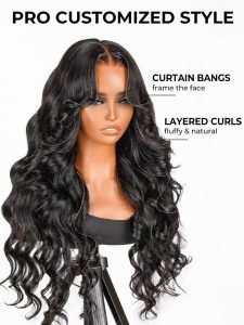 Layered Cut Voluminous Ocean Wave Curtain Bangs Wig 100% Glueless - Image 3