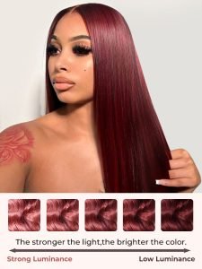 Angora Red Wavy Hair 13*6 Frontal Wig with Layered Cuts - Image 4