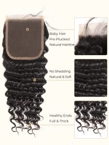 Deep Wave Weave Human Hair 3 Bundles With 6x6 Lace Closure - Image 3