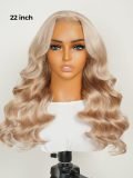 Champagne Blonde Hair Body Wave Glueless Closure Wig Pre-Cut Lace - Image 4