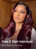 #1B/99J Ombre M Hairline Body Wave 13x6 Lace Frontal Wigs - Image 3