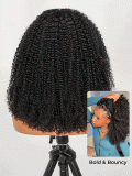 Fluffy Afro Curly 250 Density Glueless Half Wig With Drawstring - Image 5