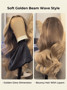 Brunette Blonde Highlights Loose Body 13x6 Lace Frontal Wig With Layers - Image 10
