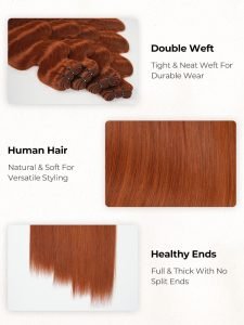 #35 Copper Ginger Hair Color Human Hair Bundles Body Wave And Straight - Image 4