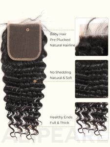 Deep Wave Hair 3 Bundles With 5x5 Lace Closure Deep Wave Closure - Image 3