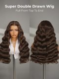 Super Double Drawn Dark Brown Body Wave HD Lace Wig Human Hair - Image 4