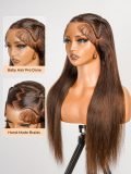 #4 Brown Pre Styled Zig Zag Part Frontal Wig Straight Glueless Lace Wig - Image 2