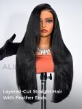 Side Part Light Yaki Straight 5x7 Glueless Lace Wig With Layers - Image 4