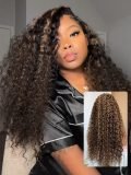 Blonde Highlighted Glueless Water Wave 3 In 1 Half Wig Human Hair - Image 5
