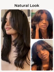 Curtain Bang Body Wave 5x7 HD Glueless Lace Closure Wig 250% Ready To Wear With Layers - Image 6