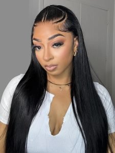 3 Braids Style Pre Braided Wig Glueless Straight 13x4 Lace Wig Human Hair - Image 2