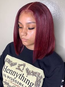 Alipearl Hair Burgundy 99J Straight Short Bob Lace Front Wigs For Black Women - Image 2