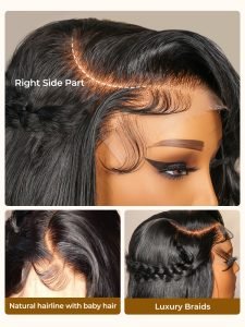 Pre Braided Side Part Body Wave 5*5 HD Lace Front Wig 250 Density - Image 5
