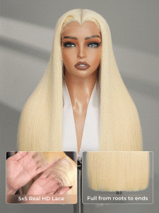 Double Drawn Top Grade Blonde Body Wave M Hairline Straight HD Lace Wig - Image 9