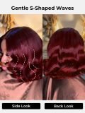 99J Burgundy Short Wavy Bob 2x6 Lace Closure Wig Easy To Wear - Image 4