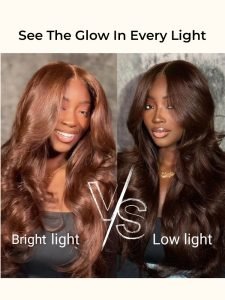 #4 Brown Color Body Wave 8*6 Lace Closure Glueless Wig With Drawstring - Image 4